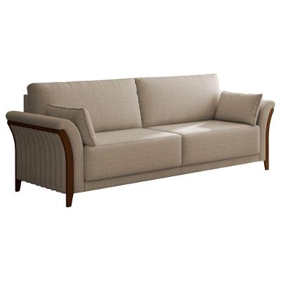 Sofá Perry 3 Lugares Fixo 222CM Bege Linho para Sala Sallar Home