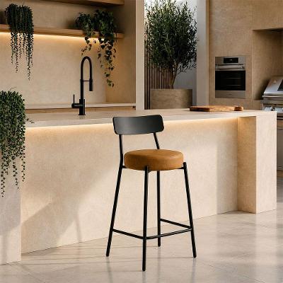 Banqueta Industrial D03 Assento em PU Base Fixa com Encosto Whisky D'Rossi