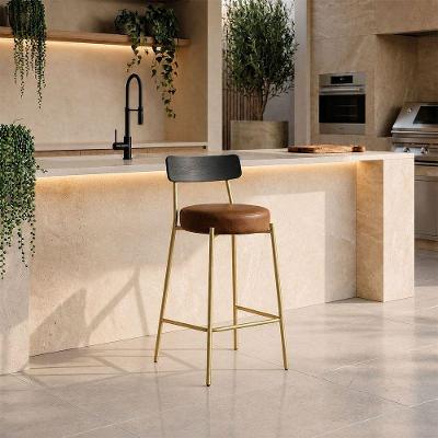 Banqueta Industrial D03 Assento em PU Base Fixa com Encosto Não Ajustável Preto D'Rossi