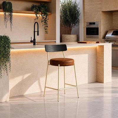 Banqueta Industrial D03 Assento em PU Base Fixa com Encosto 95cm Preto D'Rossi