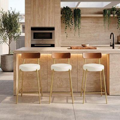 Banqueta Alta Londrina Pu D03 Assento PU Base Fixa com Encosto 95cm Branco D'Rossi