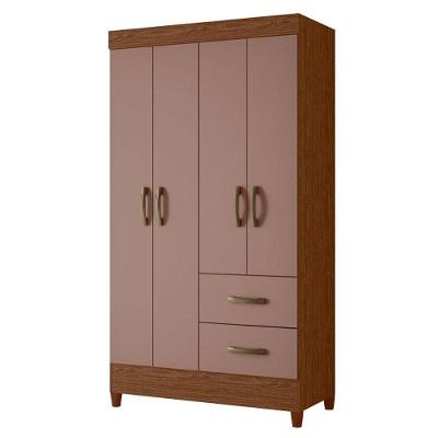 Guarda Roupa Solteiro Mobi 04 Portas Nogueira Capuccino - Móveis Albatroz
