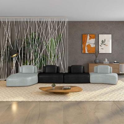 Sofá Modular Dakota 4 Módulos 626CM Couro Sintético Cinza Gran Belo