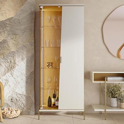 Cristaleira Mosele 2 Portas 4 Prateleiras MDP com Iluminação LED Off White Lyam Decor