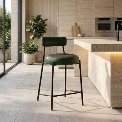 Banqueta Alta Londres Assento PU Base Aço Encosto Fixo 75cm Preto D'Rossi