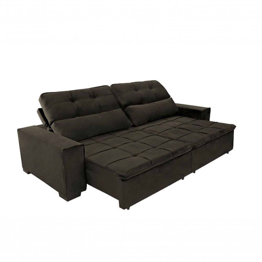 Sofá Retrátil E Reclinável 250 Cm New Moscou Veludo Marrom - 3