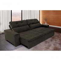 Sofá Retrátil E Reclinável 250 Cm New Moscou Veludo Marrom - 1