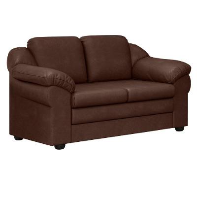 Sofá Living 2 Lugares 157CM Marrom Couro Sintético Áurea Design Moderno para Sala de Estar