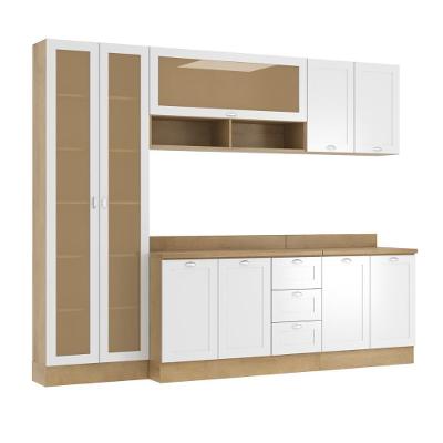 Cozinha Compacta Denver 7 Portas 3 Gavetas MDF MDP Branco Ditália Móveis
