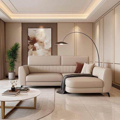 Sofá com Chaise Flames 2 Lugares 245CM Off White Courino Sallar Home