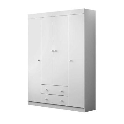Guarda Roupa Infantil Tais 4 Portas de Bater 2 Gavetas MDF Branco Brilho SAL Movelaria