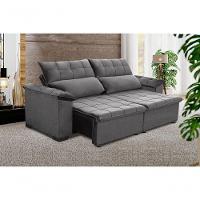 Sofá Retrátil E Reclinável 230cm Cristal Veludo Cinza Grafit - 1