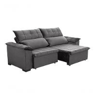 Sofá Retrátil E Reclinável 230cm Cristal Veludo Cinza Grafit - 4