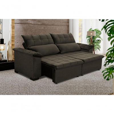 Sofá Retrátil E Reclinável 230 Cm Cristal Veludo Marrom