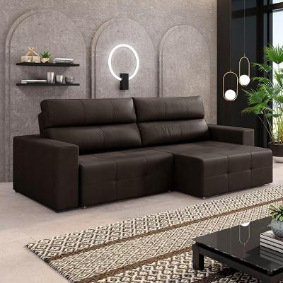 Sofá Nero Couro G52 Retrátil 3 Lugares 244cm Marrom Gran Belo