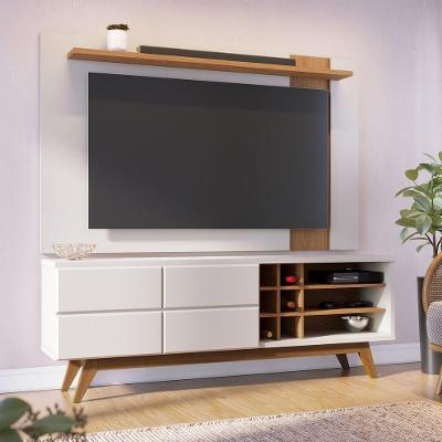 Rack com Painel para TV Rack Noronha e Leme 70" 180CM MDF MDP Madeira Maciça Off White-freijó