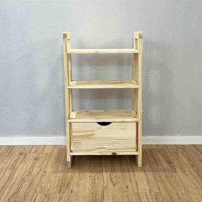 Aparador Linea Slim Rústico 4 Prateleiras 1 Gaveta Madeira Maciça 54CM Amadeirado Artfactory