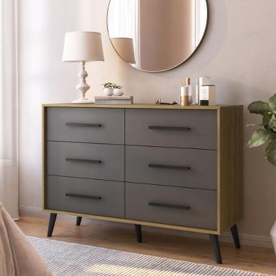 Cômoda Retrô CR45363 6 Gavetas MDP Puxador PVC Mel Grafite Multimóveis 120CM