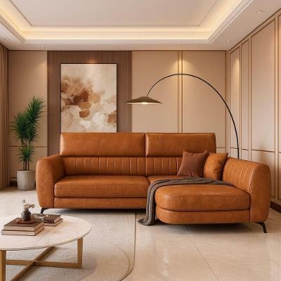 Sofá com Chaise Flames 2 Lugares 190CM Caramelo Courino Sallar Home