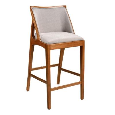 Banqueta Crow Assento em Tecido Base de Madeira Maciça com Encosto Fixo Off White Crow