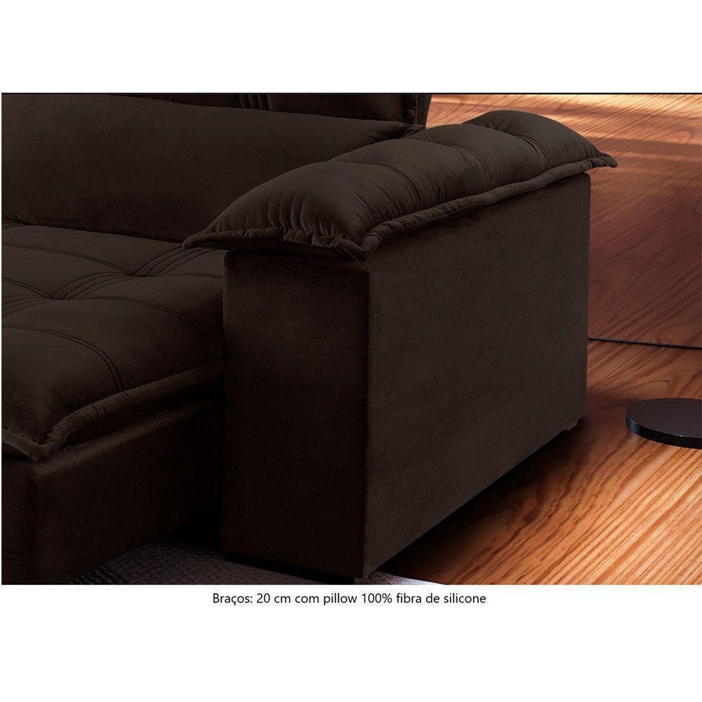 Sofá Retrátil E Reclinável 2,50m 4 Lugares Marrom - 5