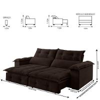 Sofá Retrátil E Reclinável 2,50m 4 Lugares Marrom - 7