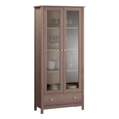 Cristaleira E-954 Diamond 2 Portas 4 Prateleiras MDP Iluminação Branco Ditália Móveis