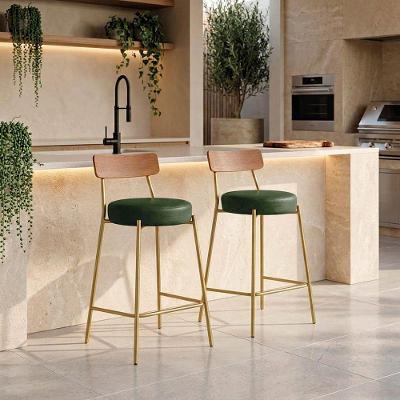 Banqueta Cozinha Alta Londrina Pu D03 Assento PU Base Fixa com Encosto 95cm Verde D'Rossi