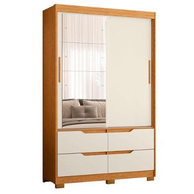Guarda Roupa Solteiro Sole 02 Portas De Correr Com Espelho Cinamomo Off White - Móveis Albatroz