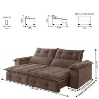 Sofá Retrátil E Reclinável 2,30m 4 Lugares Bege - 7