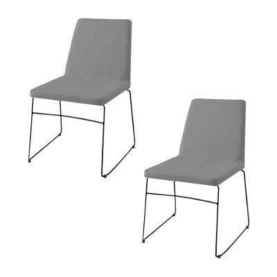 Kit 2 Cadeiras Decorativa Sala de Jantar Anne Linho Cinza Gran Belo