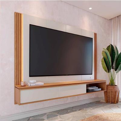 Home Suspenso para Tv Até 75 Soge G73 217cm MDP MDF com LED Off White Freijó Gran Belo