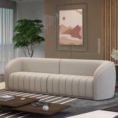 Sofá Adam G45 3 Lugares 252cm Veludo Bege para Sala de Estar Gran Belo