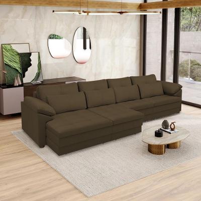 Sofá Retrátil Elétrico Nolan Bipartido G58 4 Lugares 379cm Cappuccino Couro Gran Belo