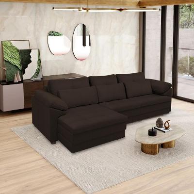 Sofá Nolan G58 3 Lugares Retrátil Manual 297cm Marrom em Couro Gran Belo