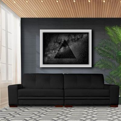 Sofá Milano G58 4 Lugares 280cm Preto Couro para Sala de Estar Gran Belo