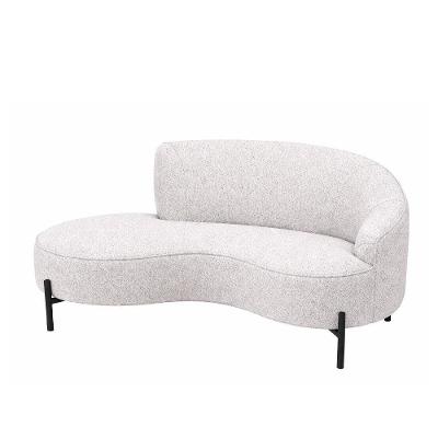 Sofá Curvo Billini 3 Lugares 230CM Cinza Bouclé Braço Esquerdo Sofá Home