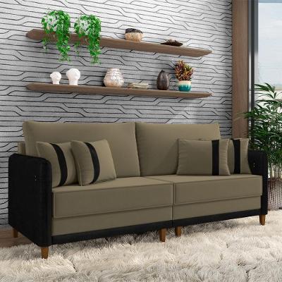 Sofá Montecarlo 2 Lugares Bipartido 172CM Preto Veludo Gran Belo