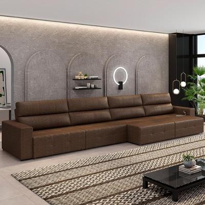 Sofá Nero G52 6 Lugares Retrátil 364CM Marrom Couro Gran Belo