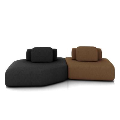 Sofá Modular Dakota Ilha 2 Módulos 310cm Preto e Marrom Veludo Gran Belo