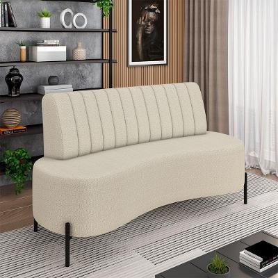 Sofá Katara 2 Lugares 135cm Bouclê Off White com Pés de Ferro Gran Belo
