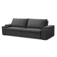 Sofá Retrátil E Reclinável 2 Lugares 205cm Kent Porta Copos No Braço Veludo Grafite G22 - Gran Belo