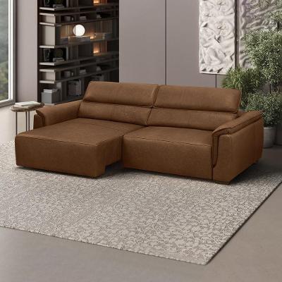 Sofá Lorenzo G88 3 Lugares Reclinável e Retrátil 220cm Marrom Claro Gran Belo