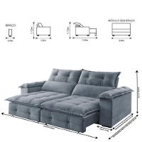 Sofá Retrátil E Reclinável 2,30m 4 Lugares Prata - 13