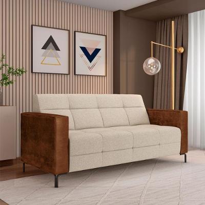 Sofá Houston 2 Lugares 160cm Bege Linho Pés em Metal Gran Belo