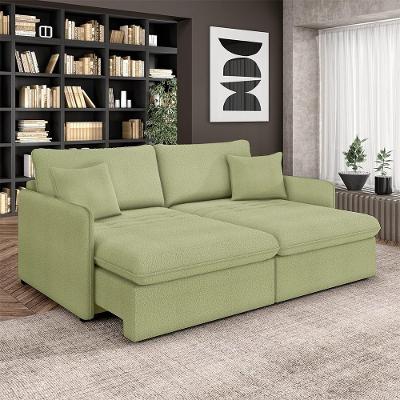 Sofá Gandalf Retrátil e Reclinável 194cm Bouclê Verde G33 Gran Belo
