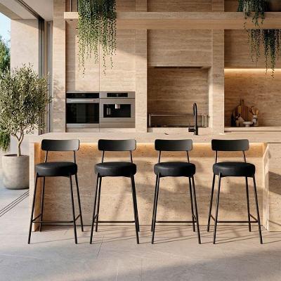 Banqueta Londrina Pu D03 Assento PU Base Aço Encosto Fixo 95cm Preto D'Rossi