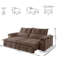 Sofá Retrátil E Reclinável 2,90m 5 Lugares Bege - 7