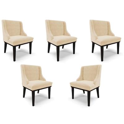 Kit 5 Cadeiras Firenze para Sala de Jantar Madeira Suede Bege-preto Gran Belo