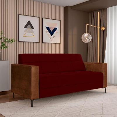Sofá Houston G33 2 Lugares 200cm Bordô Veludo com Pés em Metal Gran Belo